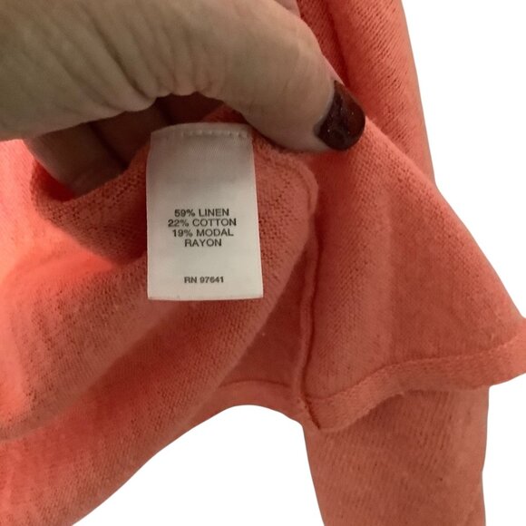 J. Jill Womens Open Front Cardigan Medium Petite Coral Linen Blend - Picture 3 of 7